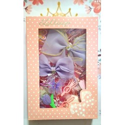 Кутия с красиви детски аксесоари за коса  Лила