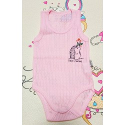 Бебешки розов боди потник от дишаща материя  Ежко