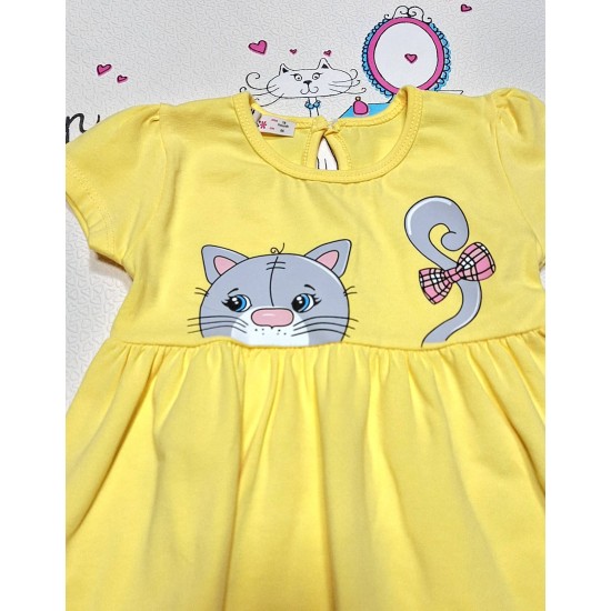 Детска лятна жълта памучна рокля  Кити