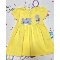 Детска лятна жълта памучна рокля  Кити