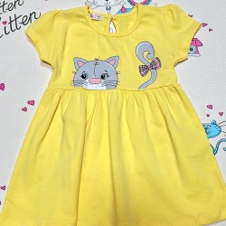 Детска лятна жълта памучна рокля  Кити