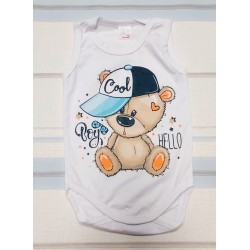 Бебешки боди потни в бяло с мече Cool Boy Бебешки боди потни в бяло с мече Cool Boy