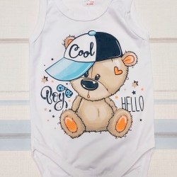 Бебешки боди потни в бяло с мече  Cool Boy