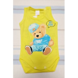 Бебешко боди потник в жълто/горчица с мече Бебешко боди потник в жълто/горчица с мече