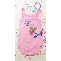 Бебешко боди потник в розово с цветя Бебешко боди потник в розово с цветя