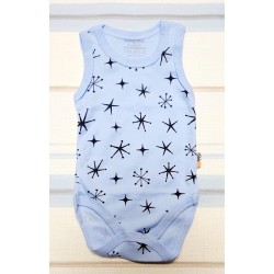 Бебешки боди потник в светло синьо на звездички Бебешки боди потник в светло синьо на звездички