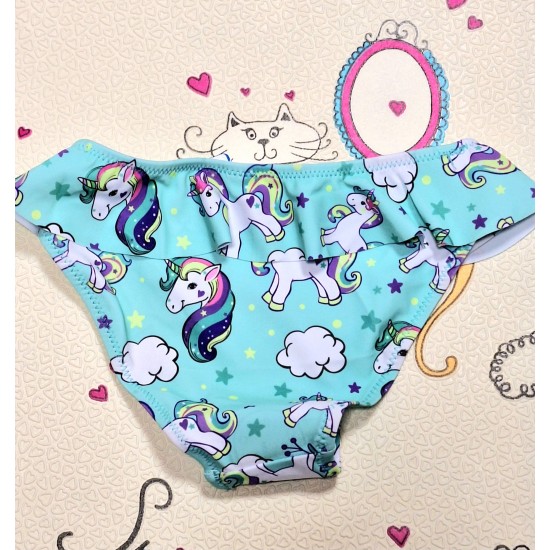 Детски бански долнище в зелено с Еднорози