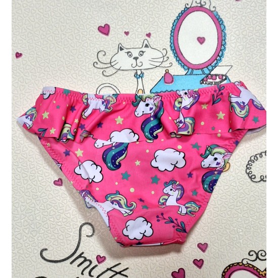 Детски бански долнище в цвят корал с  Еднорози