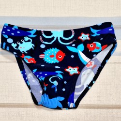 Детски бански в тъмносиньо с морски животни Детски бански в тъмносиньо с морски животни