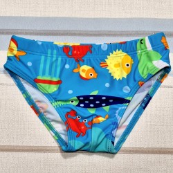 Детски бански за момче в светло синьо с морски животни Детски бански за момче в светло синьо с морски животни