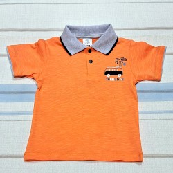 Детска тениска с яка в оранжево  Автобус