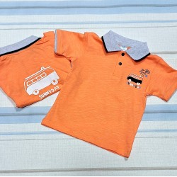 Детска тениска с яка в оранжево  Автобус