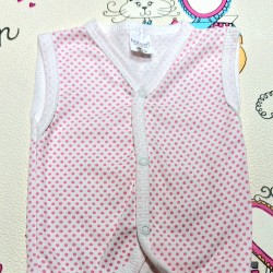 Бебешки тънък памучен елек в бяло и розово Бебешки тънък памучен елек в бяло и розово