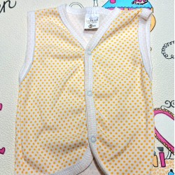 Бебешки памучен тънък елек в бяло на жълти точки Бебешки памучен тънък елек в бяло на жълти точки