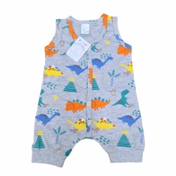 Бебешки летен ромпър/гащеризон в сиво с динозаври Бебешки летен ромпър/гащеризон в сиво с динозаври