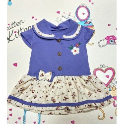 Бебешка лятна рокля с якичка в лилаво и цветя