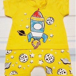 Бебешки летен гащеризон/ромпър в жълто Ракета Бебешки летен гащеризон/ромпър в жълто Ракета
