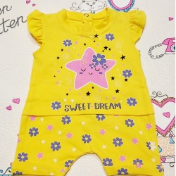 Бебешки летен гащеризон/ромпър в жълто на цветчета Звездичка Бебешки летен гащеризон/ромпър в жълто на цветчета Звездичка
