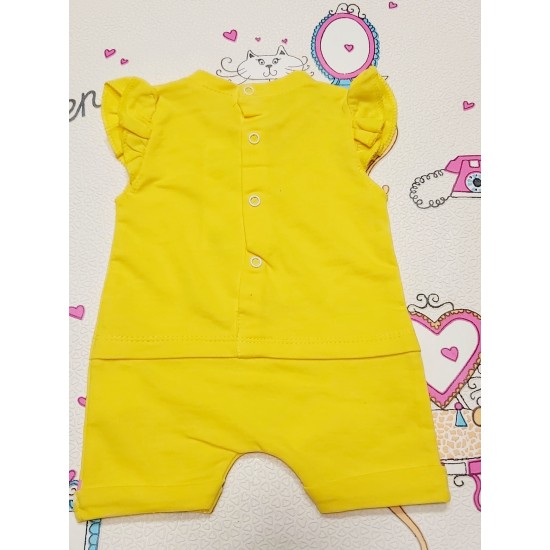 Бебешки летен гащеризон/ромпър в жълто на цветчета  Звездичка