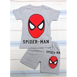 Детски летен комплект в сиво със Спайдърмен