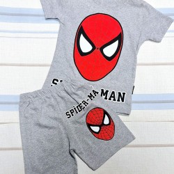 Детски летен комплект в сиво със Спайдърмен