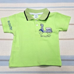 Бебешка лятна тениска в зелено с яка  Скутер