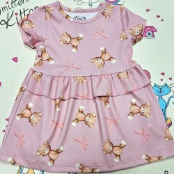 Лятна розова детска рокля с мечета