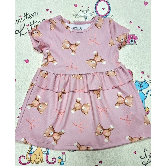 Лятна розова детска рокля с мечета