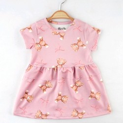 Лятна розова детска рокля с мечета