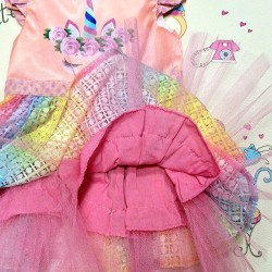 Детска официална рокля с Еднорог и цветен тюл Детска официална рокля с Еднорог и цветен тюл