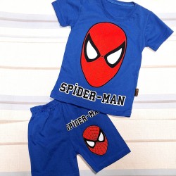 Детски летен комплект в синьо със Спайдърмен