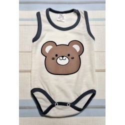 Бебешки боди потник в бяло  Мечо