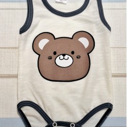 Бебешки боди потник в бяло  Мечо