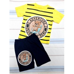 Детски летен комплект в жълто ,,Мечо сърфист