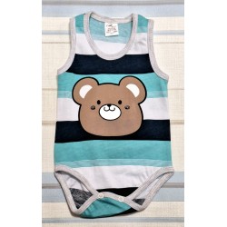 Бебешко боди потник на зелени черти ,,Мечо Бебешко боди потник на зелени черти ,,Мечо