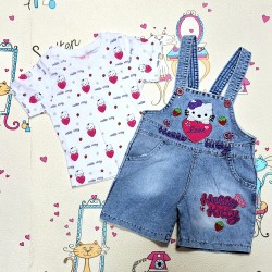 Детски дънков гащеризон с Хелоу Кити с тениска