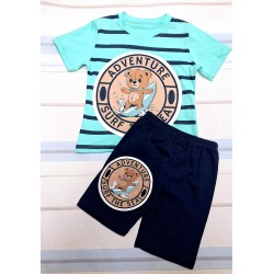 Детски летен комплект в зелено ,,Мечо сърфист