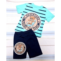 Детски летен комплект в зелено ,,Мечо сърфист Детски летен комплект в зелено ,,Мечо сърфист