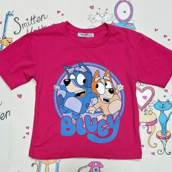 Детска тениска с Блуи и Бинго в малинова циклама Детска тениска с Блуи и Бинго в малинова циклама