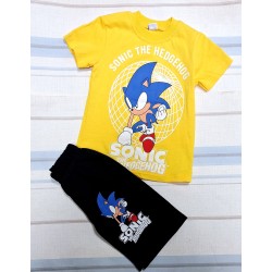 Детски летен комплект в жълто с таралежа Соник