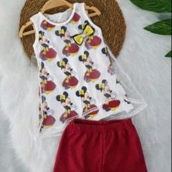 Детски летен комплект с блуза без ръкав с тюл ,,Мини Маус Детски летен комплект с блуза без ръкав с тюл ,,Мини Маус
