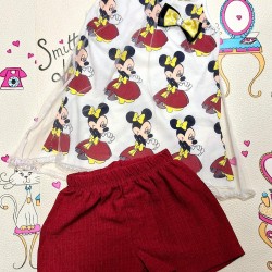 Детски летен комплект с блуза без ръкав с тюл ,,Мини Маус
