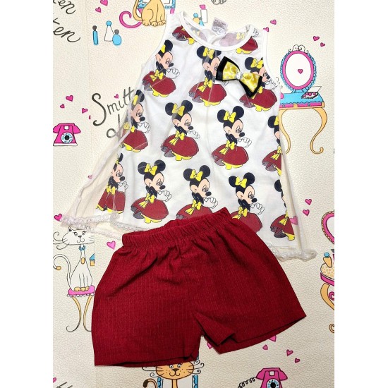 Детски летен комплект с блуза без ръкав с тюл ,,Мини Маус
