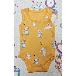 Бебешки боди потник в жълто Зайчета Бебешки боди потник в жълто Зайчета