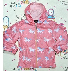 Детско яке ветровка в розов корал с качулка Еднорози Детско яке ветровка в розов корал с качулка Еднорози