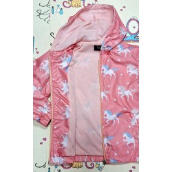 Детско яке ветровка в розов корал с качулка Еднорози Детско яке ветровка в розов корал с качулка Еднорози