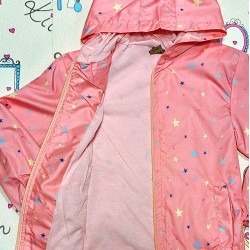 Детско пролетно лятно яке ветровка в розов корал  Звездички