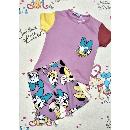 Детски летен комплект в лилаво с Мини Маус и Дейзи Дък