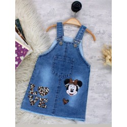 Детски дънков сукман с Мини Маус с леопардова шарка