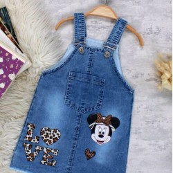 Детски дънков сукман с Мини Маус с леопардова шарка Детски дънков сукман с Мини Маус с леопардова шарка